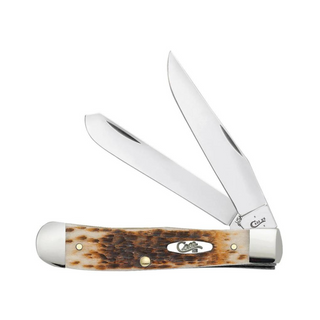 Case Peach Seed Jig Amber Bone CS Trapper Pocket Knife